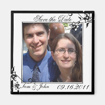 Save the Date Black White Floral Blossoms Magnet