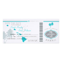 Save the Date Boarding Pass to Hawaii Personalized Invites
