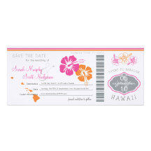 Save the Date Boarding Pass to Hawaii Personalized Invites