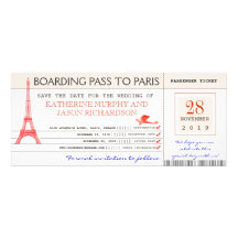 save the date boarding pass to paris france personalized invitation