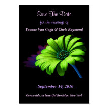Save The Date Bright Green Daisy III Business Card