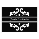 Save the Date Card in Stylish Black & White Damask Personalised Announcements