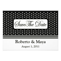 Save The Date Centred With Dots & Stripes Card Personalized Invitations