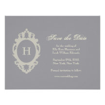 Save the Date // Charcoal & Cream Monogram Personalised Invitations