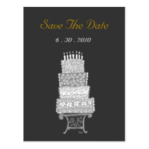 Save The Date Classic Black Wedding Cake Postcard