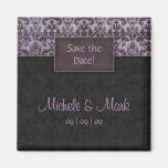 Save the Date Damask Magnet Purple