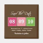 Save The Date: Date Blocks - Fuchsia Green Refrigerator Magnets
