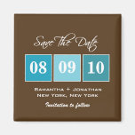 Save The Date: Date Blocks - Turquoise Magnets