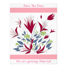 Save The Date Floral wedding stationary Personalized Invitation