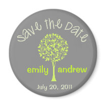 Save the Date Green/Grey Tree Magnet