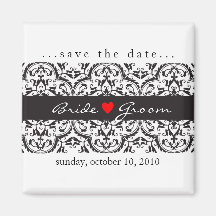 SAVE THE DATE :: heart & lace - black Refrigerator Magnet