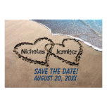 Save The Date Hearts In Sand Wedding Invitation