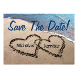 Save The Date Hearts In Sand Wedding Invitation