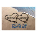 Save The Date Hearts In Sand Wedding Invitation