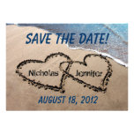 Save The Date Hearts In Sand Wedding Invitation
