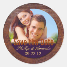 Save the date label modern casual round stickers