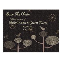 Save The Date Love Bird Invitation Postcard