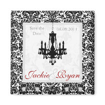 Save the Date Magnet Chandelier Black White