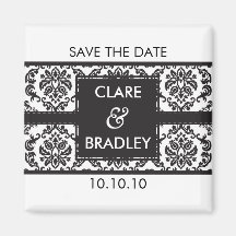SAVE THE DATE :: magnet :: damask - black