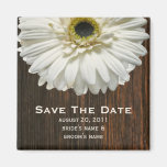 Save The Date Magnet - White Gerbera & Barnwood