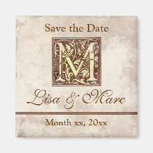 Save the Date Monogram M Magnets