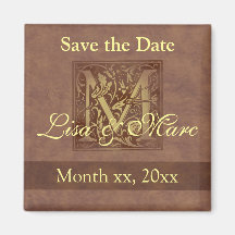 Save the Date Monogram M Refrigerator Magnet