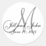 Save the Date Monogram White & Black Wedding Label Sticker