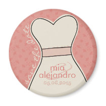 Save the date (names and date) Customisable - PINK Fridge Magnet