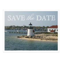 Save the Date Nantucket Wedding Brant Point Light Postcard