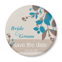 SAVE THE DATE :: nature - latte mocha teal Fridge Magnets