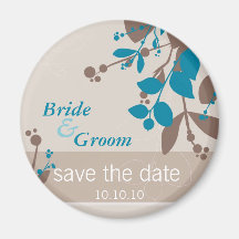 SAVE THE DATE :: nature - latte mocha teal Fridge Magnets