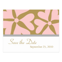 Save the Date - Pink and Gold Wedding Postcard