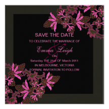 Save The Date Pink Floral Wedding Invitation