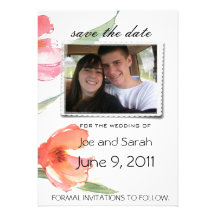 save the date pink floral wedding invitations