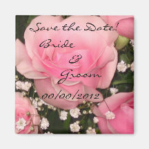 Save the Date Pink Rose Magnet