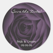 Save the Date Purple Rose Wedding Stickers