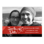 Save the Date Red Banner Postcard