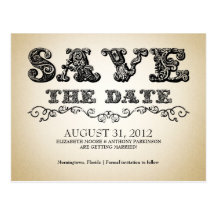 save the date retro vintage postcards