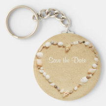 Save the Date Seashell Heart Keychain