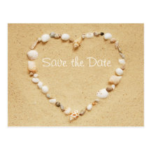 Save the Date Seashell Heart Postcard