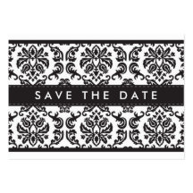 SAVE THE DATE :: small card :: damask - black Business Card Template