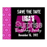Save the Date Surprise 50th Party Pink V451 Post Card
