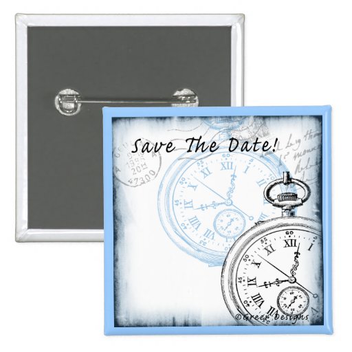 Save the Date Timepiece Pocketwatch Design Button