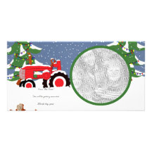 Save the Date Tractor Red Photo Card
