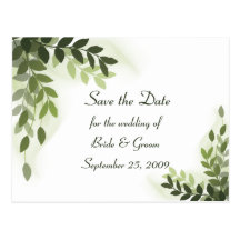 Save the Date - Varigated Green Leaves Postcard