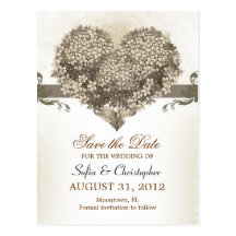 save the date vintage floral hearts postcards