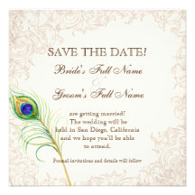 Save the Date - Vintage Peacock & Etchings Personalized Invite