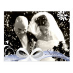 Save the Date Wedding Postcard Blue Ribbon