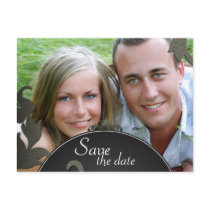 Save the Date Wedding Postcard Floral Damask