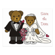 Save the Date Wedding Teddy Bear Postcard